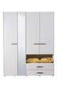Limone White Four-Door Wardrobe: Elegant Storage Solution with Integrated Mirror - UK Luxury Furniture